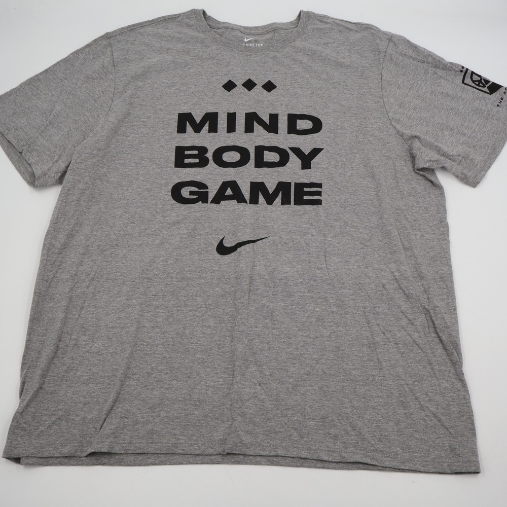Nike T-Shirt Mens XXL Gray Mind Body Game The Academy Basketball Graphic Tee